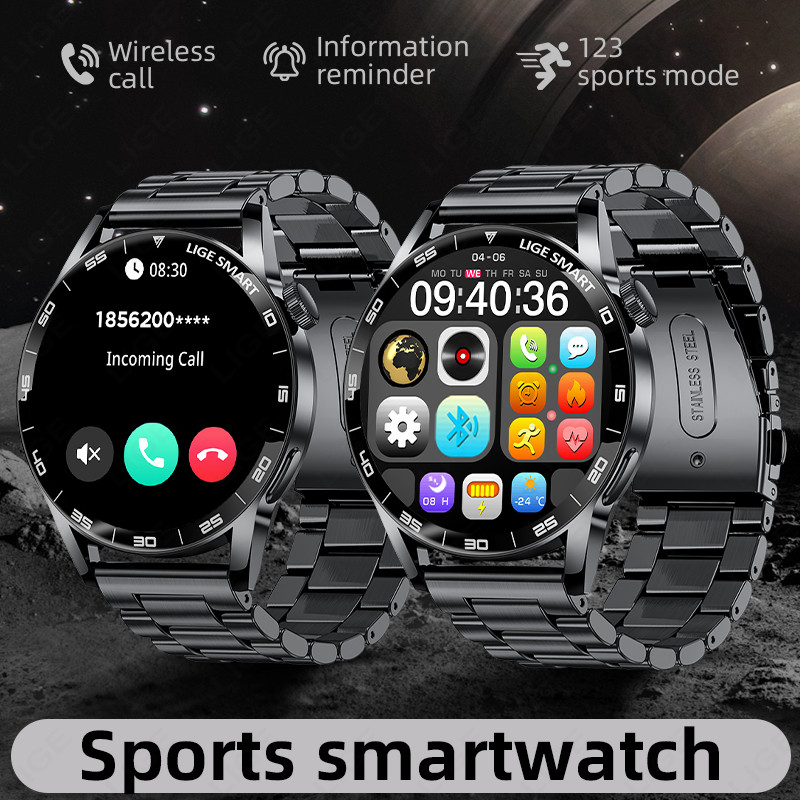 LIGE Outdoor Military Smartwatch Men Bluetooth Talking Smartwatch 1.38" HD Full Touch Heart Rate
