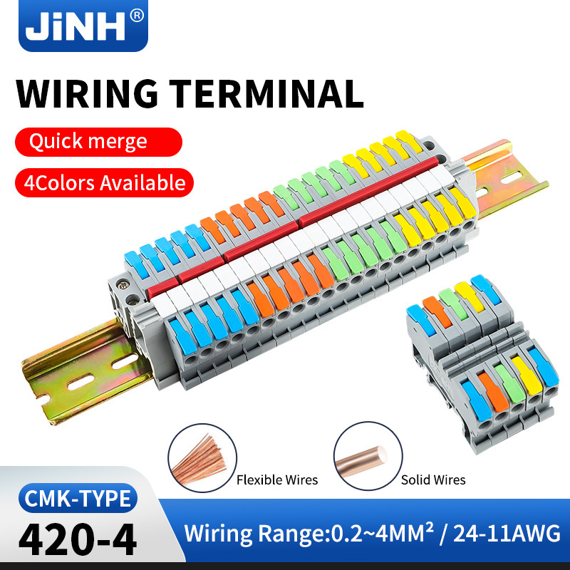 4MM DIN Rail Terminal Blocks Universal Compact Quick Lever Wiring Connector Fast Cable Connection