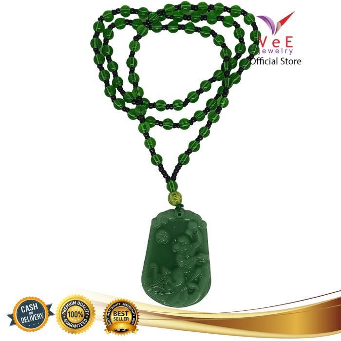 TERMURAH Kalung Liontin Shio Monyet Batu Giok Asli Original Cina -VeE Feng Shui
