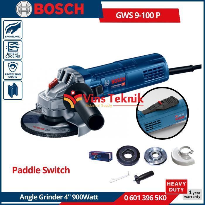 Bosch Gws 9-100 P Mesin Gerinda Tangan 4Inch Angle Grinder Gws9-100P