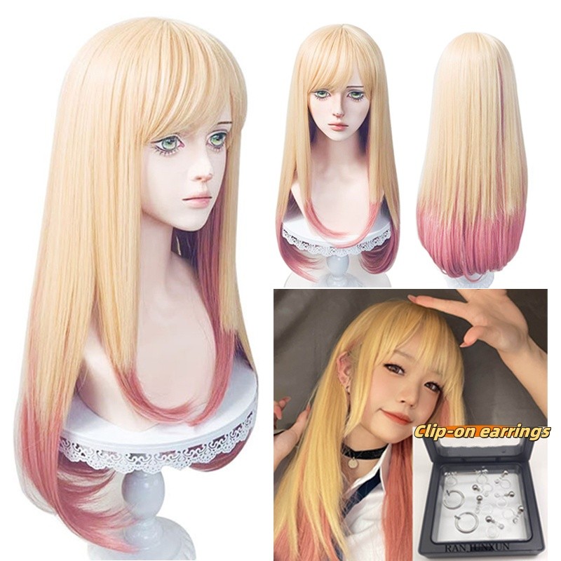 My Dress-Up Darling Doll Marin Kitagawa Cosplay Wig 80Cm Long Pink Gradient Heat Resistant Hair