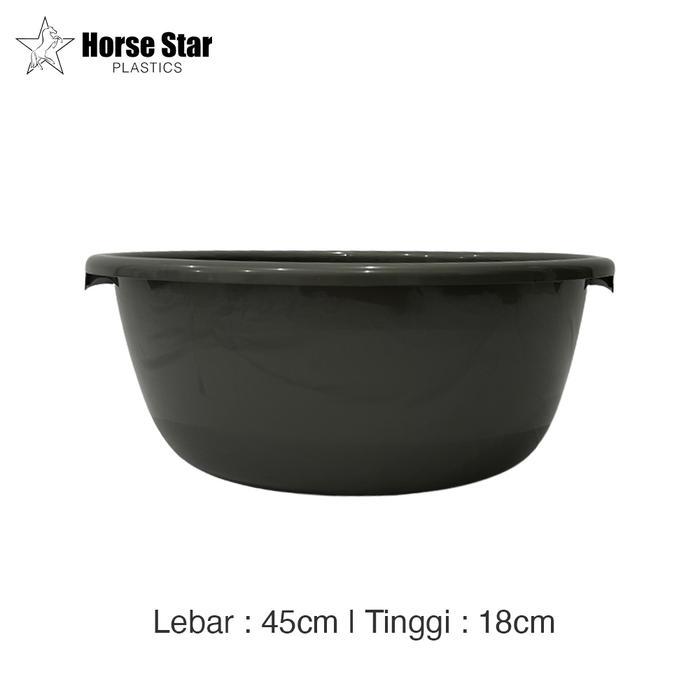 NEWW Baskom Bulat Besar Baki Plastik Serbaguna Abu 45x18cm