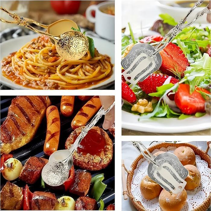 CAPITAN MAKANAN STAINLESS & GOLD ELEGAN ALAT SAJIAN BUFFET / BBQ / KUE