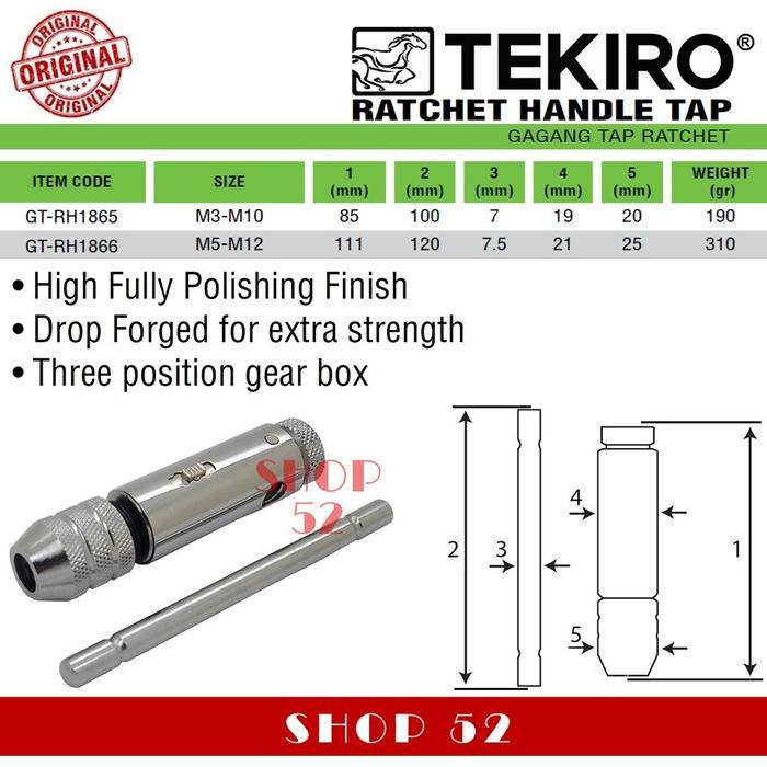 TEKIRO HANDLE TAP RATCHET M3-M10 HANDEL TAP RACET M5-M12 GAGANG TAP