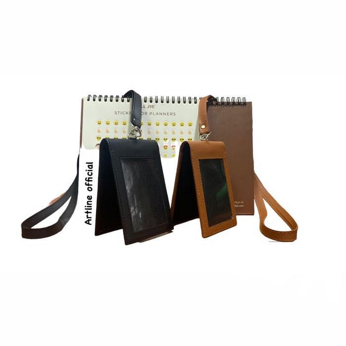 Id Card Kulit Magnet Set Tali Id Holder Kulit Magnet Name Tag