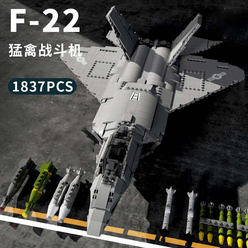 Aircraft Series F22 Fighter Building Blocks Model Famous WWII Military Airplanes MOC Bricks Sets