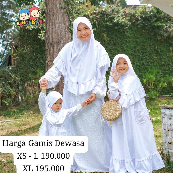 Gamis putih polos dewasa Raggakids baju putih sarimbit Baju muslim putih perempuan dewasa