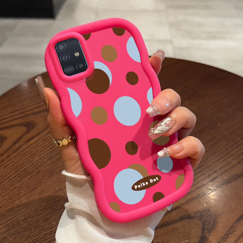 Casing Hp Untuk Samsung A51 M40s Case Pola Titik Cesing Wave Gelombang Kesing Frosted Silikon Kasing