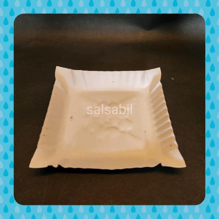 Piring kertas kotak / lepek kertas putih isi 50 buah