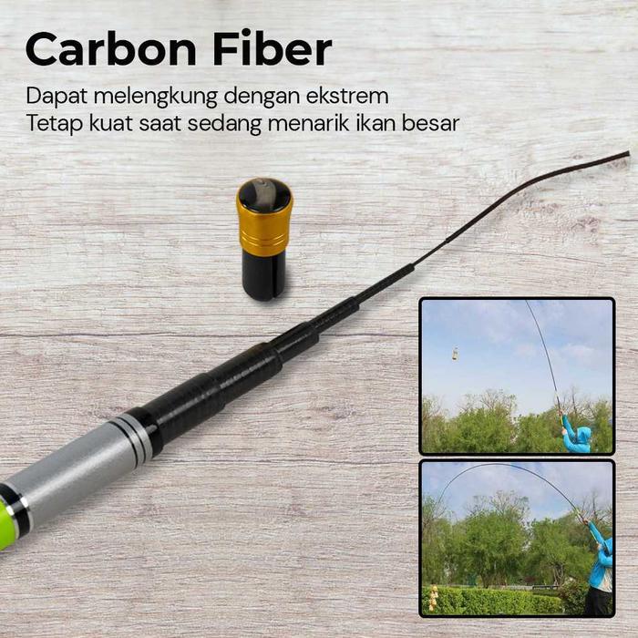TaffSport Joran Tegek Pancing Pole Carbon Fiber Fishing Rod - J41