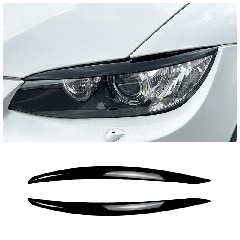 STOK TERBATAS  2Pcs Car Headlight Eye Lid Covers For bmw series 3 E90 M3 E92 E93 ABS Eyelids Brows b