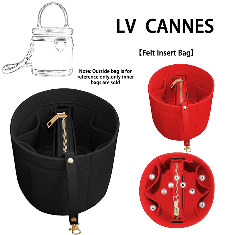 EverToner Bag Sorting Storage Felt Inner Liner Pocket Organizer For LV Cannes Cylinder Bucket Bag