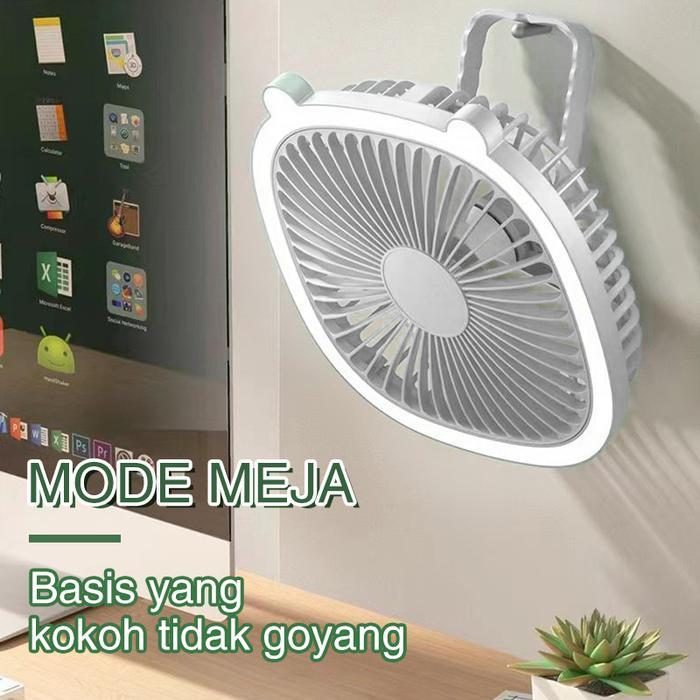 STARLIGHT KIPAS ANGIN PORTABLE DENGAN LAMPU LED KIPAS ANGIN MINI DESAIN KEKINIAN HEG301