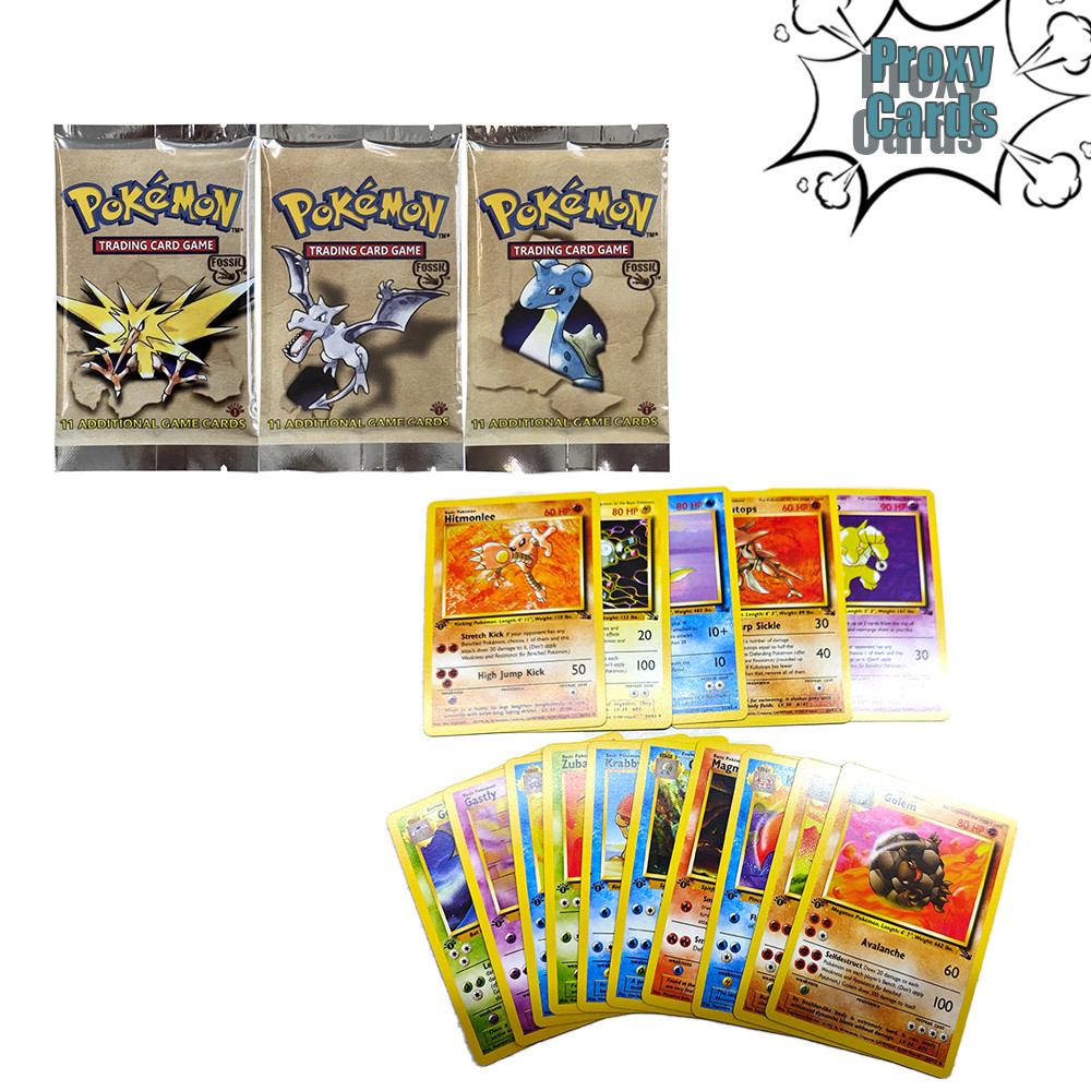 Pokmon Cards 1st Edition Fossil Booster Foil 36 Packs PKM Proxy Card fossil Trading Game Card Board