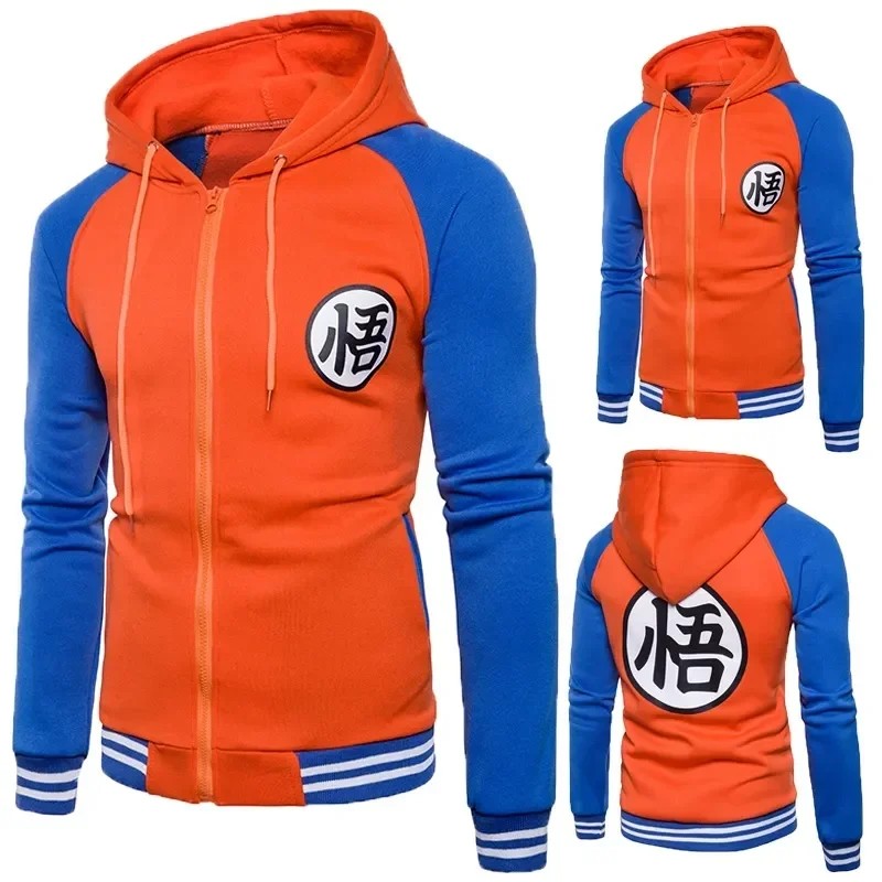 Hot Anime D-S Cosplay Costume Hoodie Ball Z Sweatshirts Zipper Coats Cardigan Goku Kame Symbol