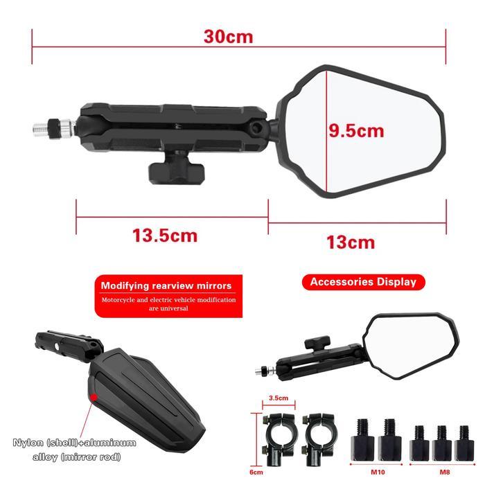 Mantab E24 Certified Doubletake Tangkai Aluminium Adventure Mirror Spion Touring Adventure Motor