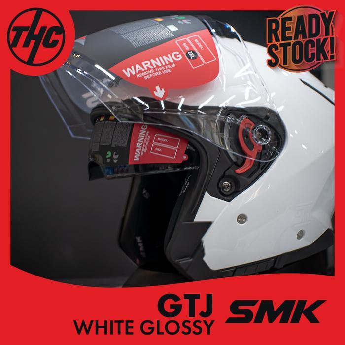 Bebas Ongkir HELM SMK GTJ WHITE GLOSSY HALF FACE HELMET SMK