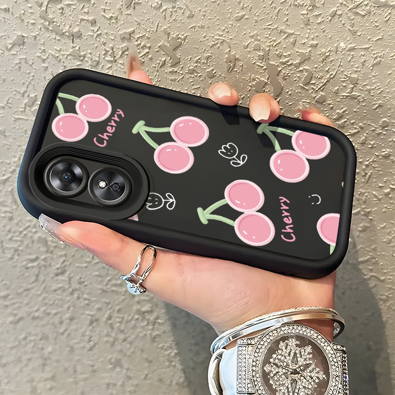 Casing Hp OPPO A17 OPPO A17K Case Casing Graffiti ceri pola Kasus HP Tangga Langit Mewah Silikon Sof