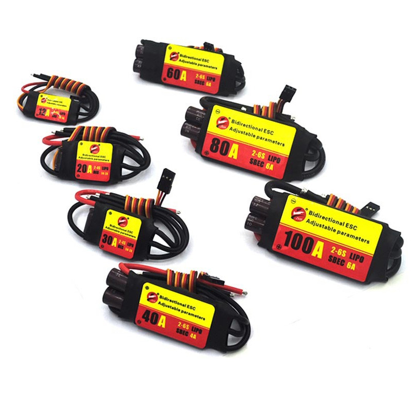 BARU ZMR Bidirectional or unidirectional12A 20A 30A 40A 60A 80A 100A Adjustable Brushless ESC for RC