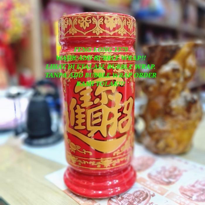 Hiokong Hio Kong Tempat Dupa Stik Keramik 9 Inch - Merah Naga Mas