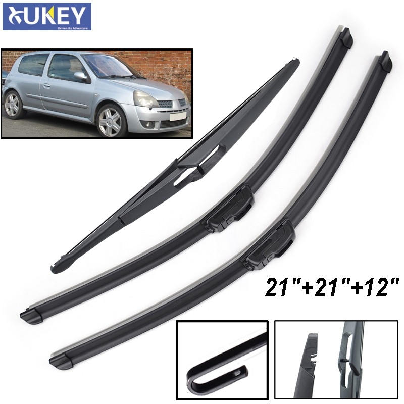 Xukey Front Rear Windscreen Wiper Blades Set Kit For Renault Clio 2 2005 2004 2003 2002 2001 2000