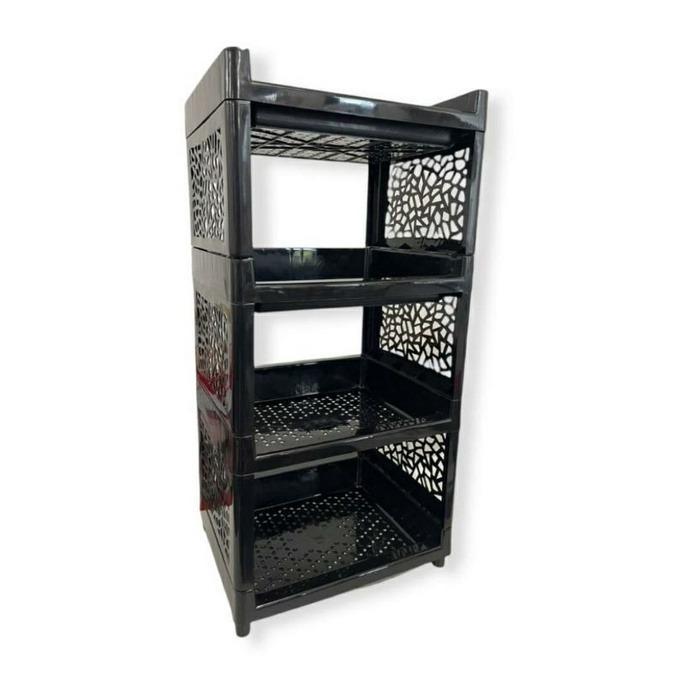 Rak Susun 4 Tingkat dengan Roda Rak Yoyo 4 susun Rak Yoyo Serbaguna Lemari plastik Lemari pakaian