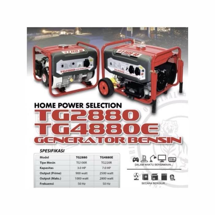 GENSET TIGER TG2800 1000WATT / MESIN GENSET BENSIN GENERATOR 2500WATT TG 4880 E - TG 2880