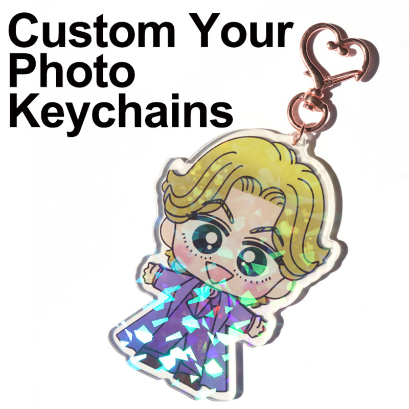 Custom Clear White Star Acrylic Keychains Clear Charms Cartoon Photo Anime Cute Customized Logo