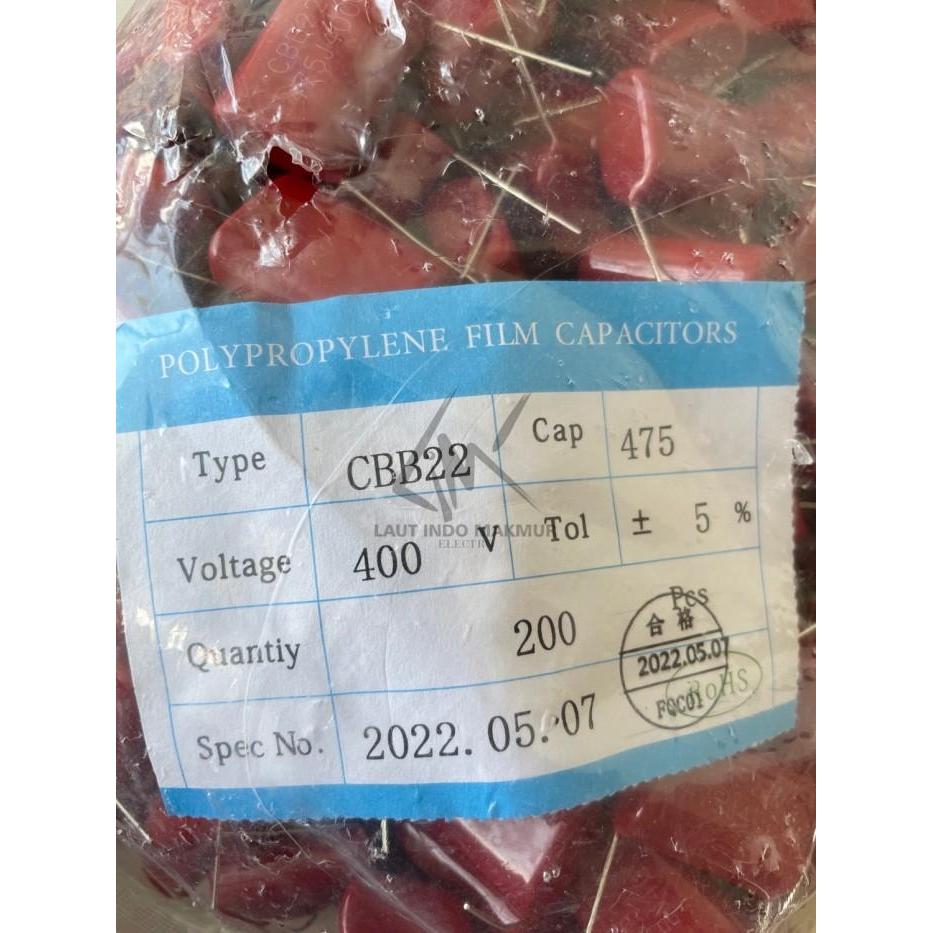 Milar 475 400V 200Bh Milar 475J 400Volt Kapasitor Milar Mylar 475 J