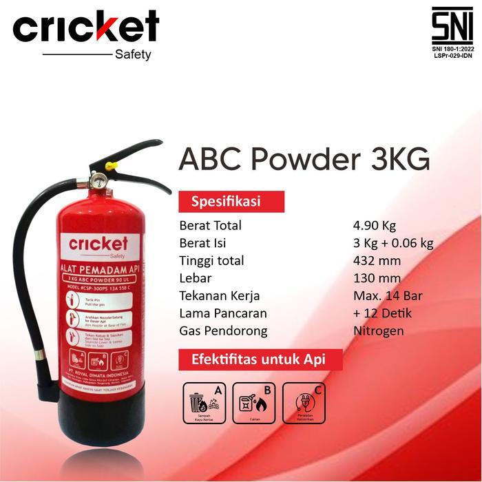 Apar Sni 3 Kg Cricket Safety / Apar Abc Powder 3 Kg Sni / Alat Pemadam Sni 3Kg