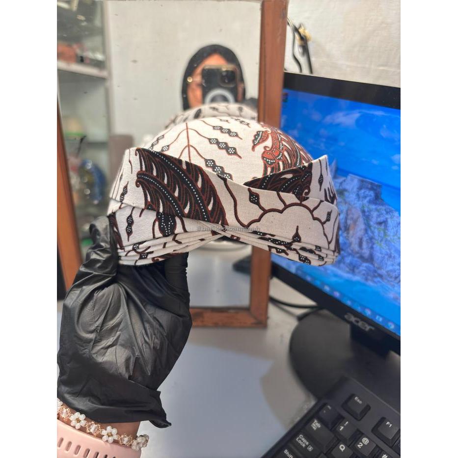 BLANGKON SOLO WAHYU TUMURUN PUTIH DEWASA JAWA BATIKSOLOAMANAH SUDAH PACKING KARDUS Seragam