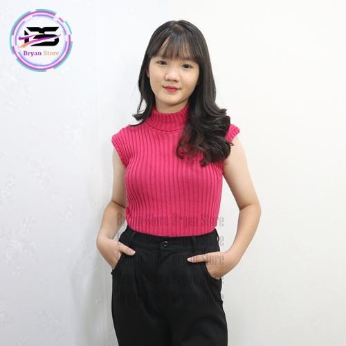 Turtle Neck Tanktop Rajut / Tank top kerah tinggi rajut wanita