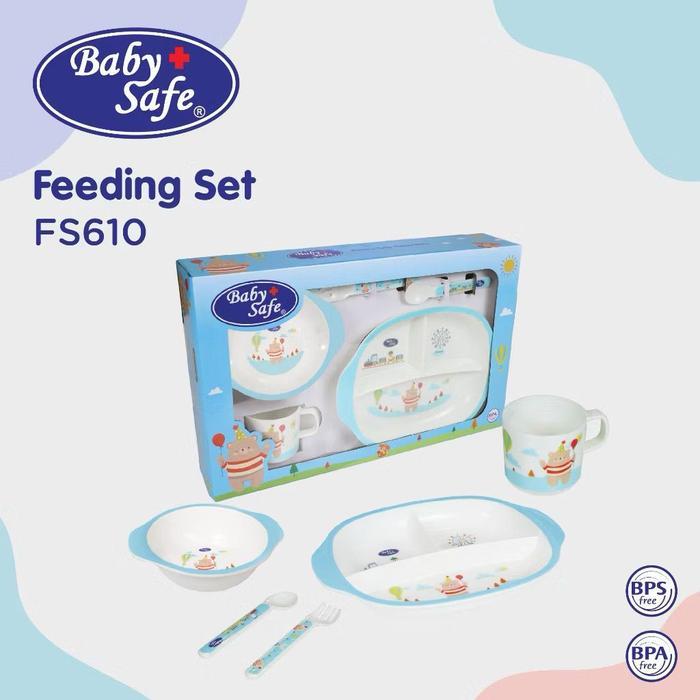 Baby Safe Feeding Set Rabbit Bear Blue Fs609 / Fs610 / Fs606 / Alat Makan Bayi/ Tempat Makan Set/