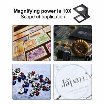Kaca Pembesar Lup Magnifier 10X Double Led Foldable - Sr1 Terjamin