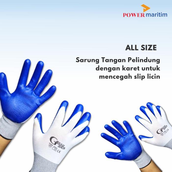 Sarung Tangan Latex Anti Slip Merk Gekko Hand Glove Safety Biru Putih