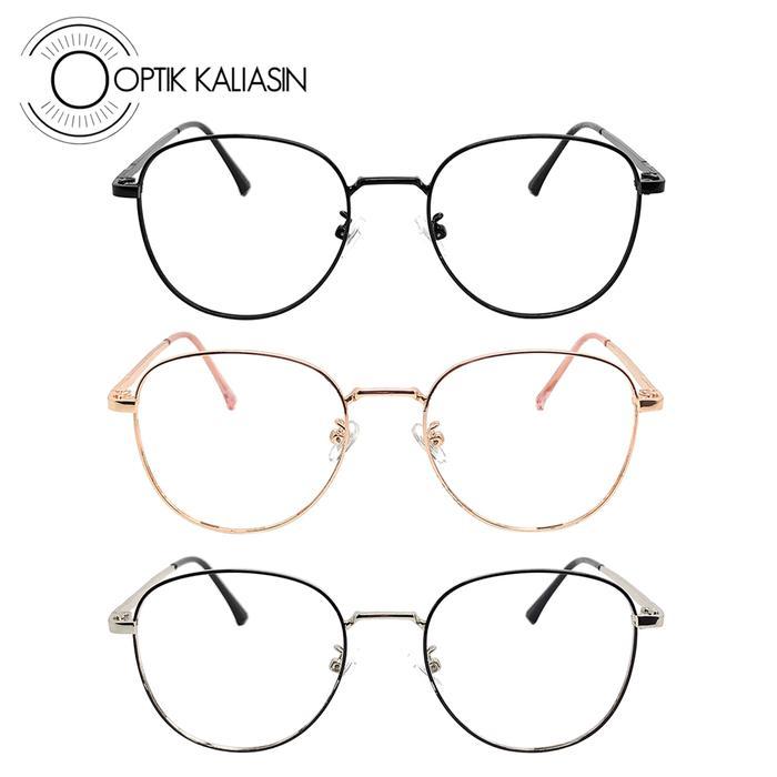 Frame Kacamata pria wanita bulat tipis minus plus anti radiasi 2098