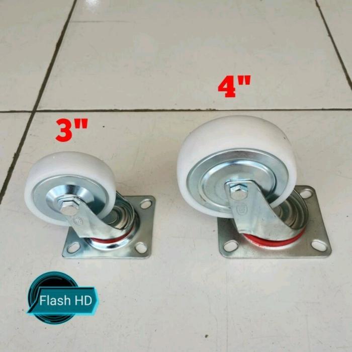 Roda Karet Nylon /Roda Trolley/Roda Etalase Lori Hidup Putar Varian Uk 3 Inch Dan 4 Inch