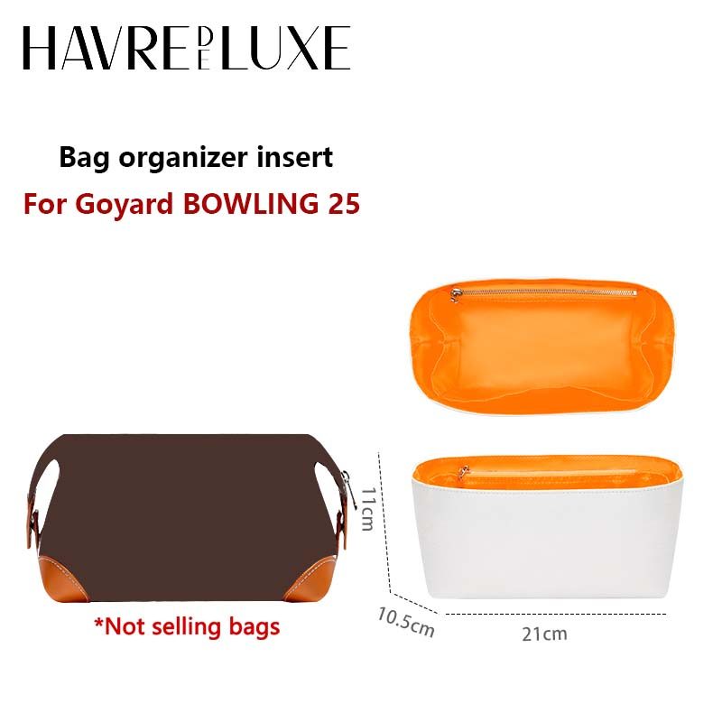 Bag organizer insert for Goyard BOWLING 25 toiletry bag DuPont paper bag support bag handle