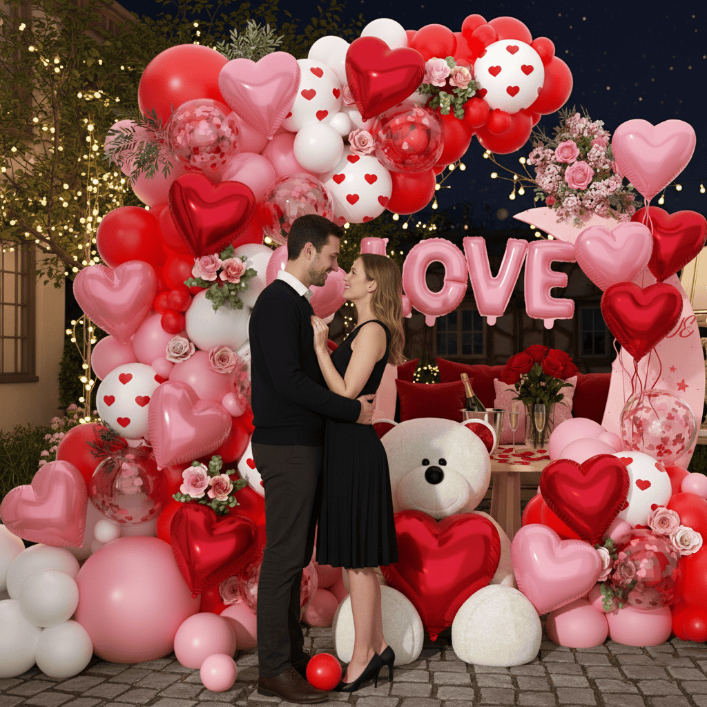 Pink ILOVEYOU Balloon&Happy Birthday Balloon Set for Valentine's Day, birthdays, wedding