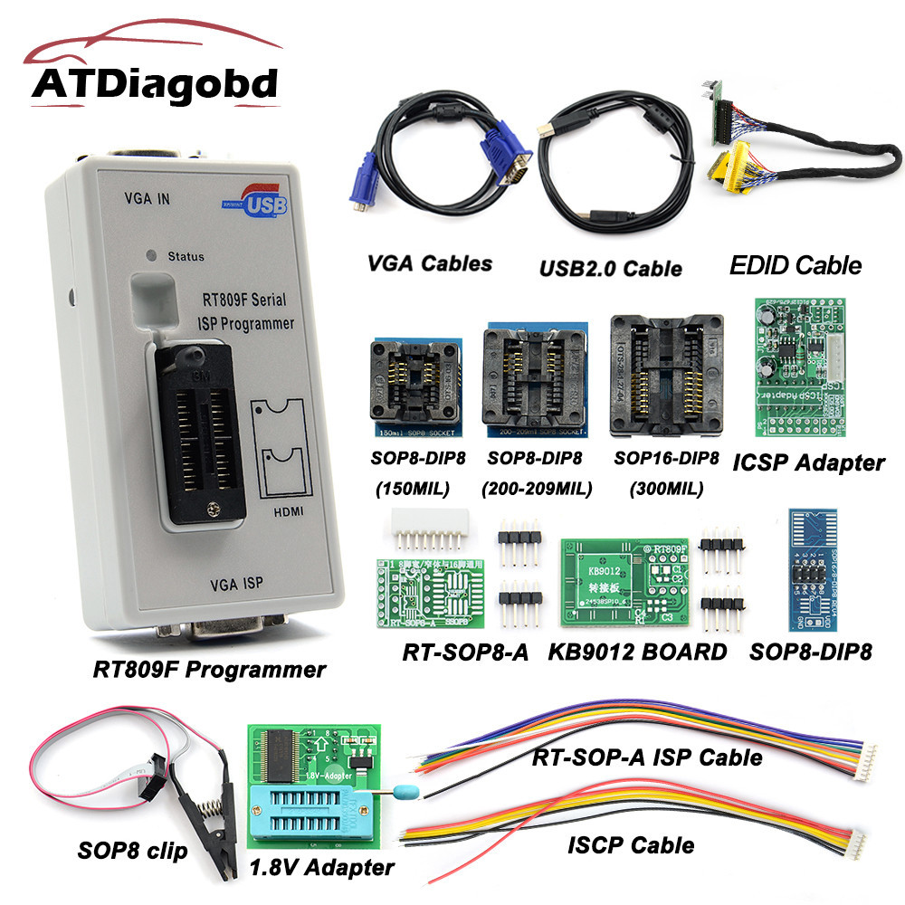 Best EMMC RT809F Serial ISP Programmer VGA LCD with RT-SOP8-A Simple Adapter Universal Programmable 