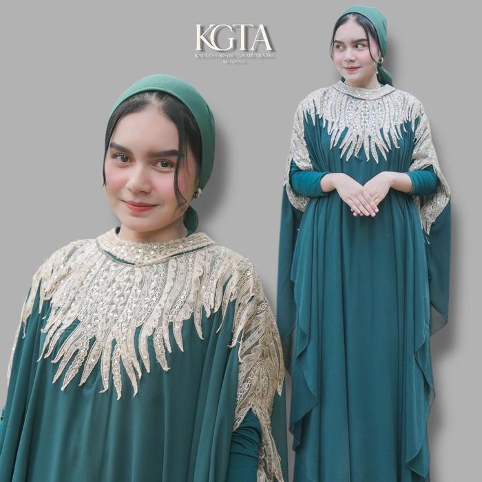 KGTA - KAFTAN CLEO FULL BORDIR - FREE INNER GAMIS DAN TURBAN - BATWING KALONG OVERSIZE MEWAH DAN
