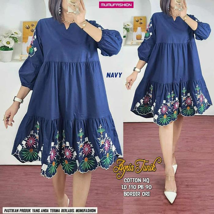 RATI - Atasan Wanita Jumbo Bahan Katun Bordir Jumbo Agria Radina Tunik by Marsella fashion Formal