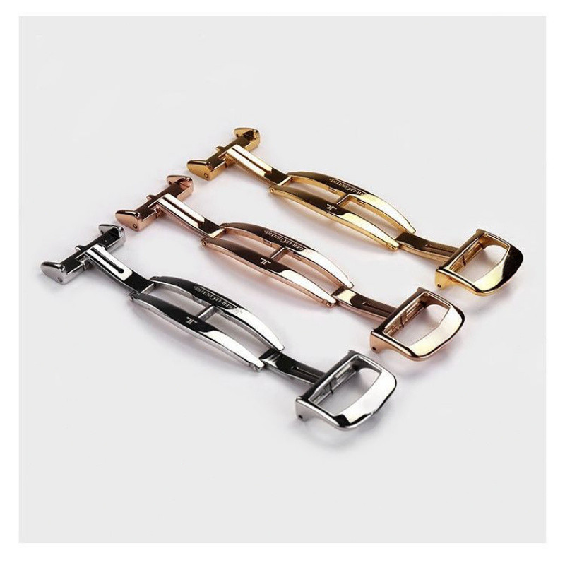 Replacement Stainless Steel Butterfly Pin Buckle for Jaeger-LeCoultre 18mm Leather Strap Watch