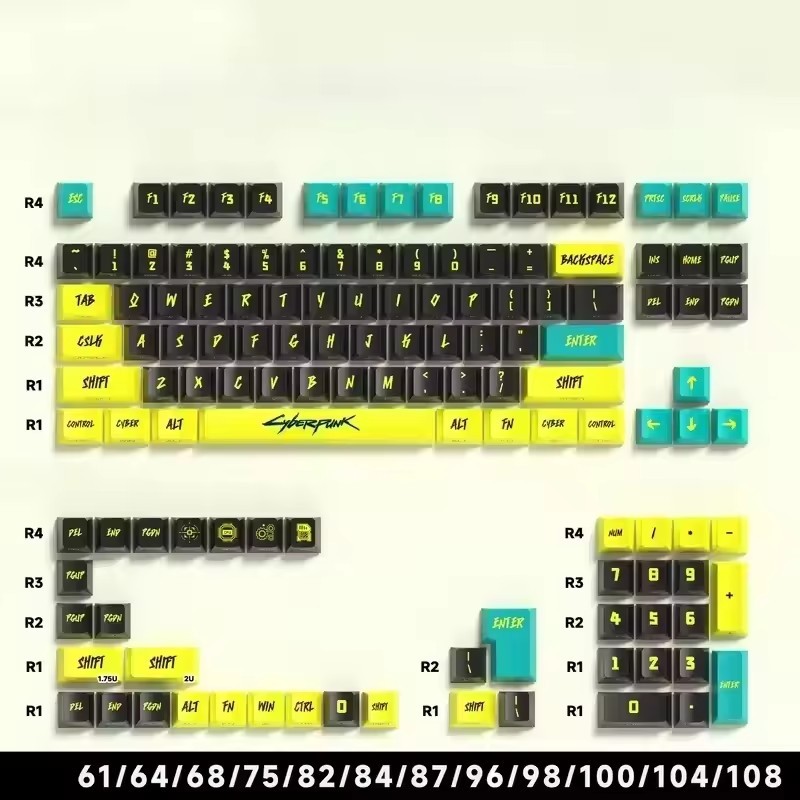 129 Keys Cyberpunk Keycap Cherry Profile Side Engraved Translucent Keycaps Pbt Custom Adapted