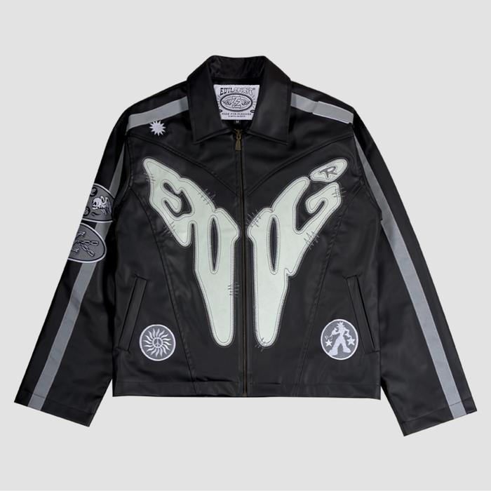 EVILSPIRIT LEATHER JACKET - KENZIE BLACK REFLECTIVE GLOW IN THE DARK UNISEX