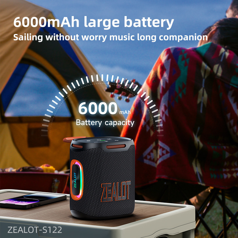 Zealot-S122 Original Portable Bluetooth Speaker Balanced/Subwoofer Sound Box BT5.3 Outdoor Speaker