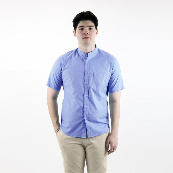 PROMO RICARDO Baju Koko Pria Polos Biru Lengan Pendek 32576