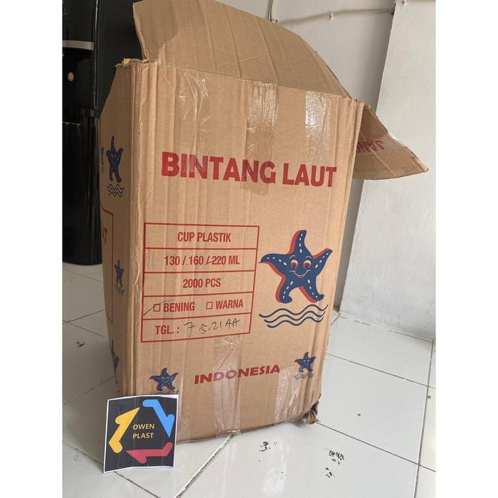 GELAS KOPI/GELAS PLASTIK KECIL BENING BINTANG LAUT 220ML ISI 1 DUS 40 2000PCS
