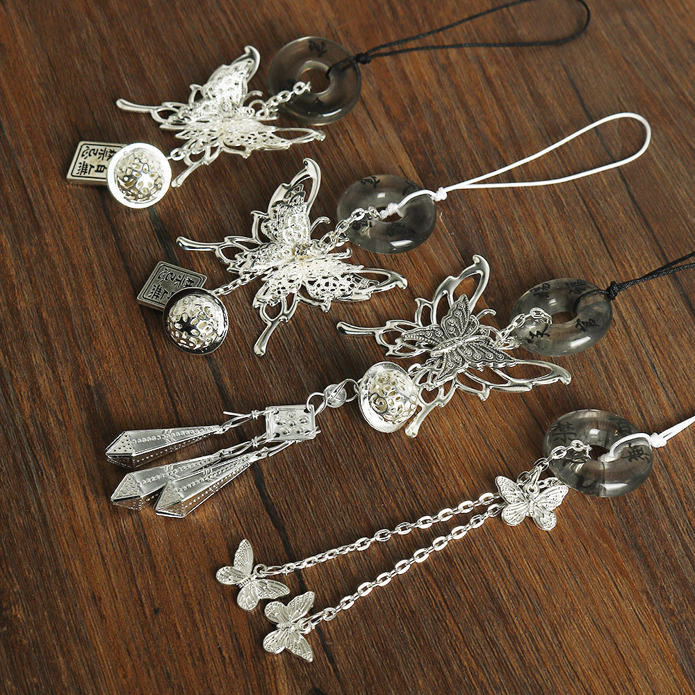 TGCF Cosplay Keychain Tian Guan Ci Fu Hua Cheng Xie Lian Butterfly Water Drop Bell Phone Chain