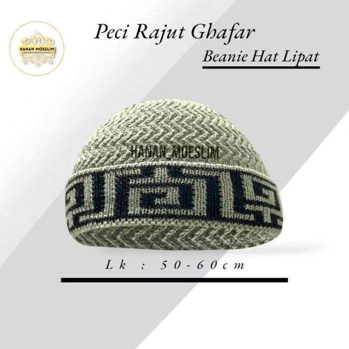 Hanan_Moeslim Rajut Kupluk Ghafar Beanie Hat Kopiah Pria Dewasa Perlengkapan Sholat